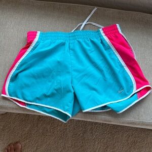 Nike Women's Blue and Pink Athletic Shorts